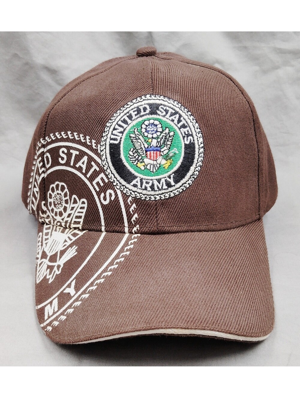U.S. Army Hat Cap Brown Embroidered Seal Crest Military Adjustable Baseball